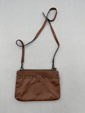 Valentina Fiore Women’s Tan Leather Crossbody Bag with Stud Accent